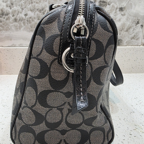 Coach Vermillion Covered Canvas Leather Sig Stripe PVC Satchel Bag - Like New - Picture 8 of 13